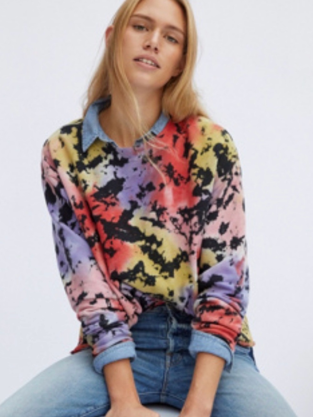 Anthropologie LETLUV Tie-Dye Crewneck Sweatshirt - Multi Color